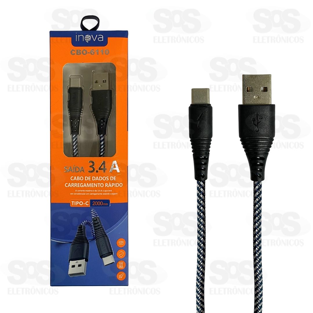 Cabo De Dados 3.4A Type C 2 Metros Inova CBO-6110