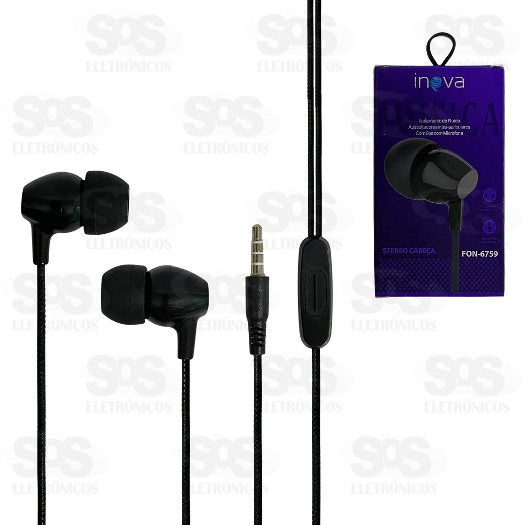 Fone De Ouvido Estéreo Com Microfone Inova FON-6759