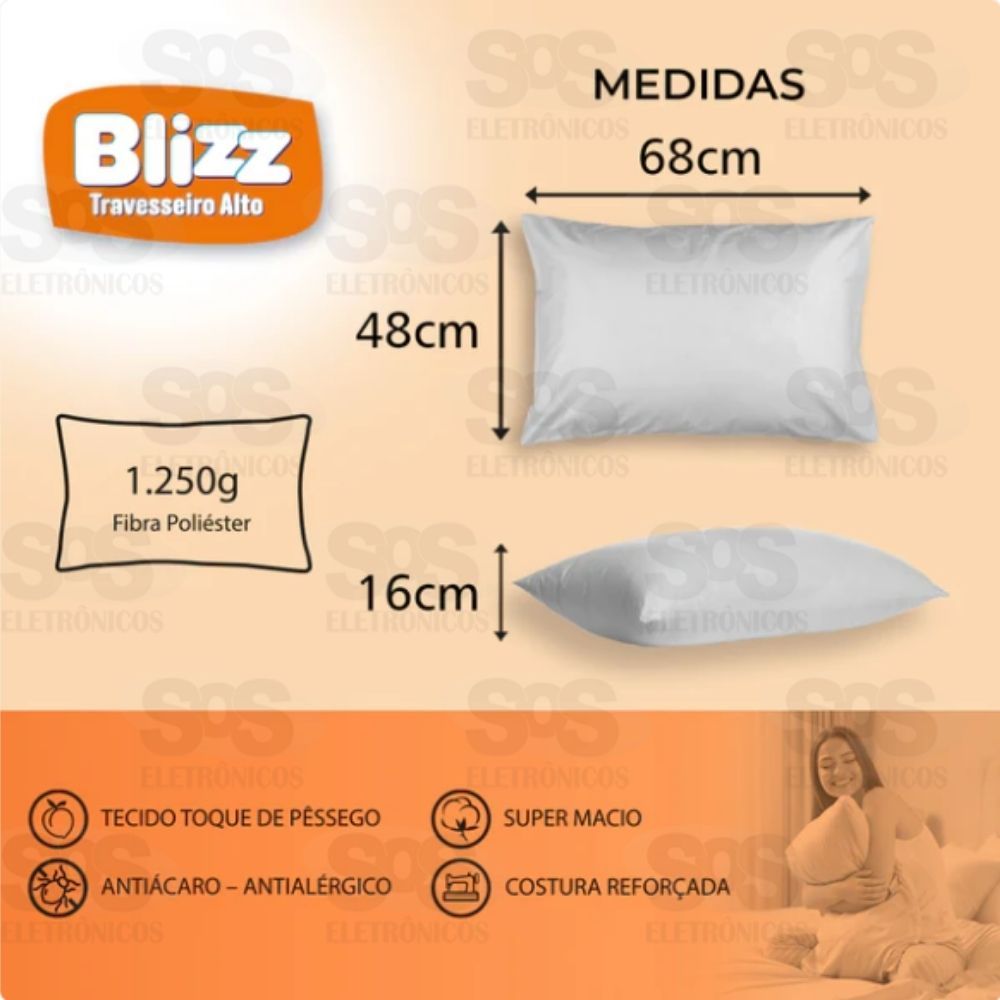 Travesseiro Blizz Toque de Seda 48X68 CM em Polister