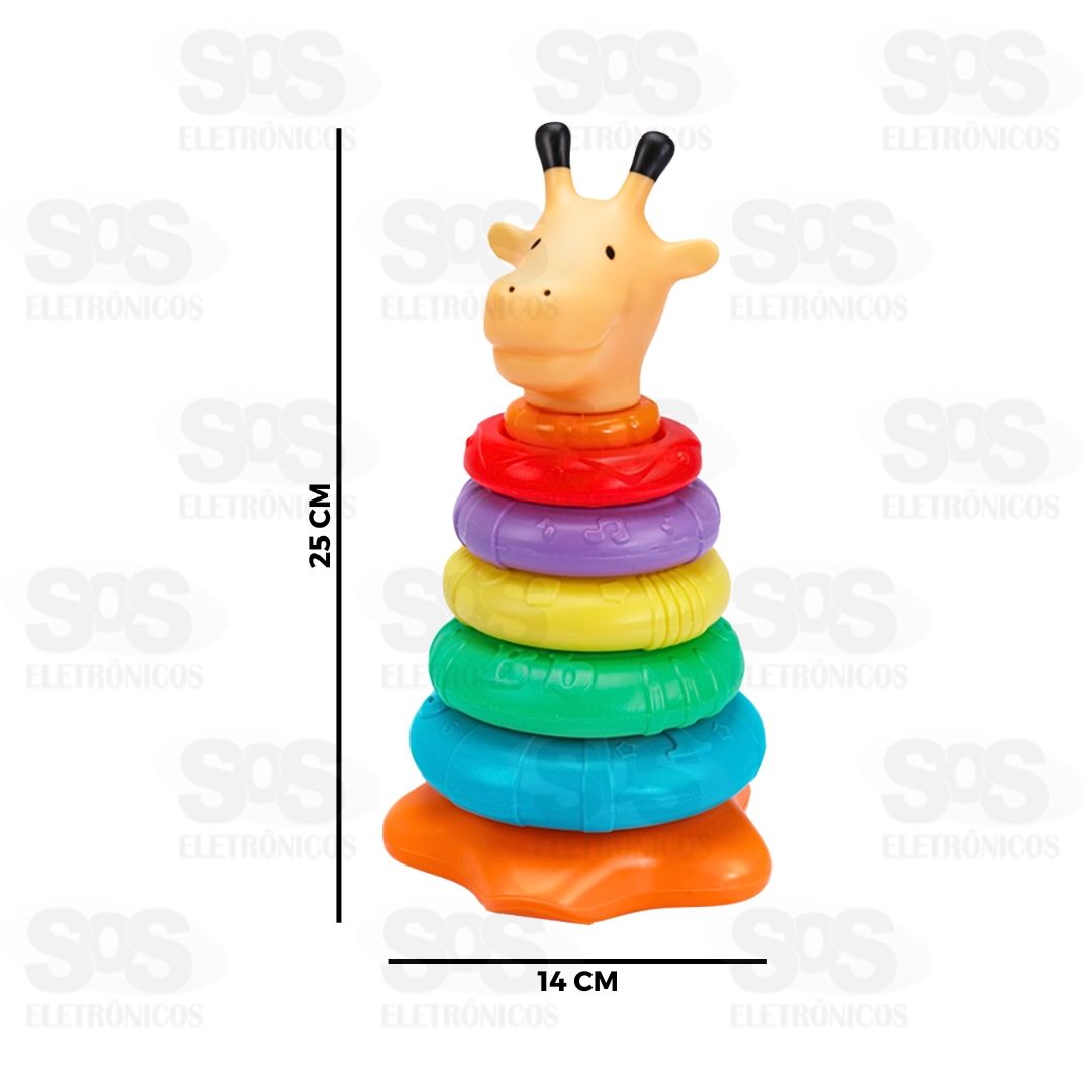 Brinquedo Argolas Girafa Colorida Homeplay 6450