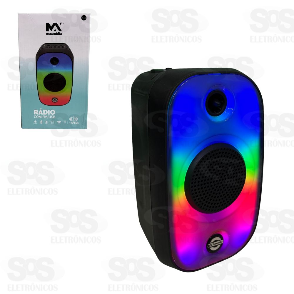 Caixa De Som 12W Iluminação LED Maxmidia MAX-714SP