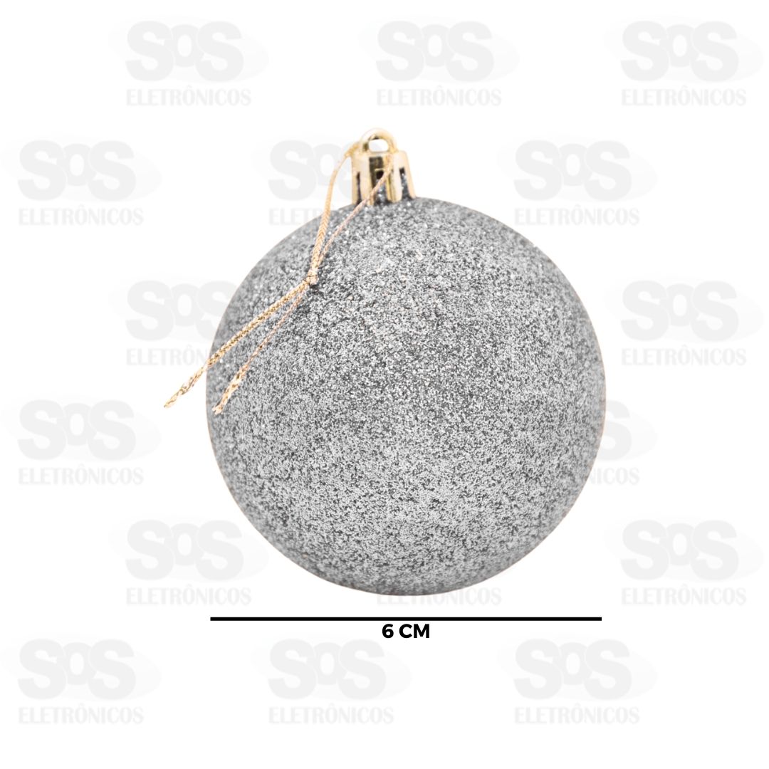 Kit 6 Bolas De Natal 6CM Glitter Cores Variadas BOL343A