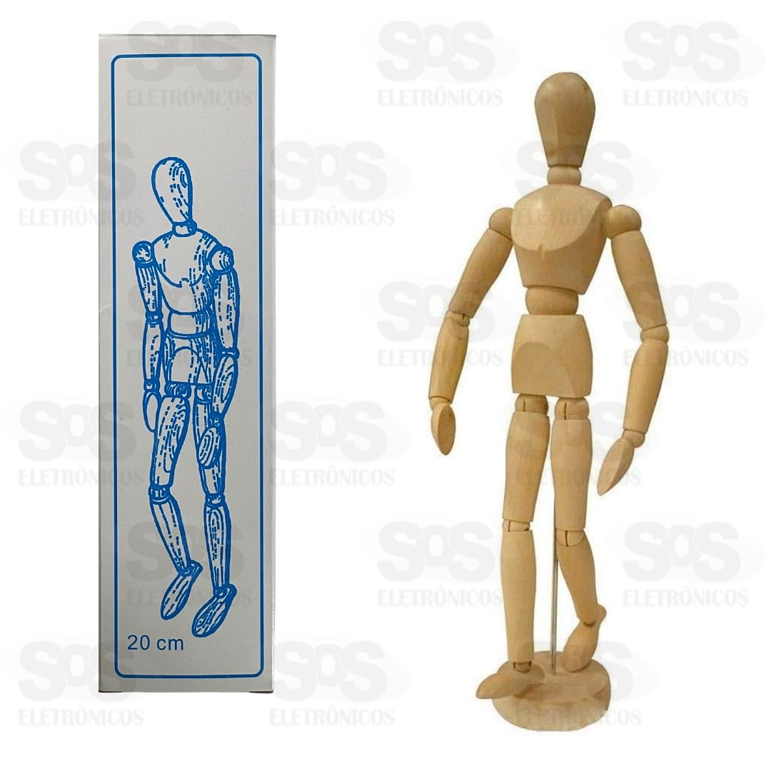 Boneco Articulado de Madeira 20cm 4348