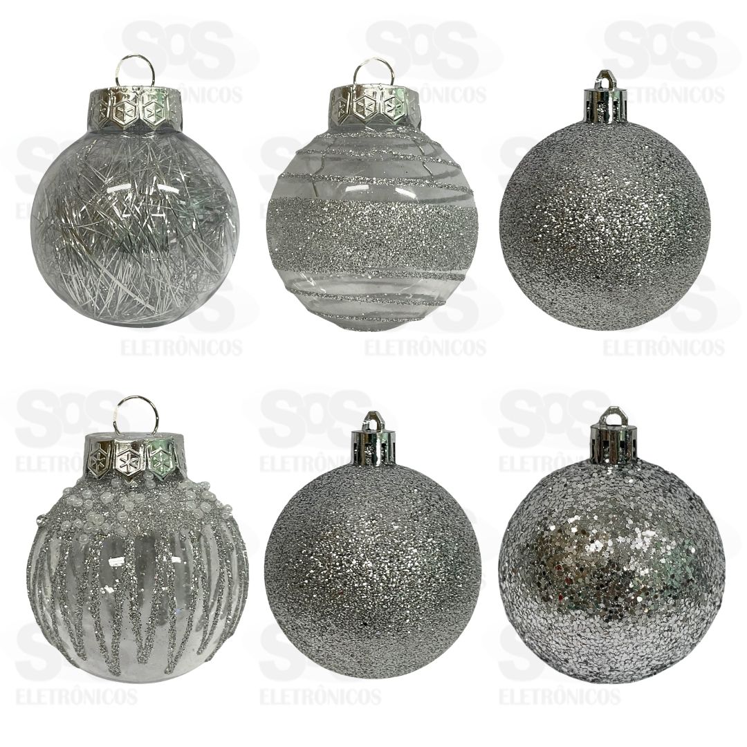 Kit 6 Bolas De Natal 6CM Prateadas BOL1145