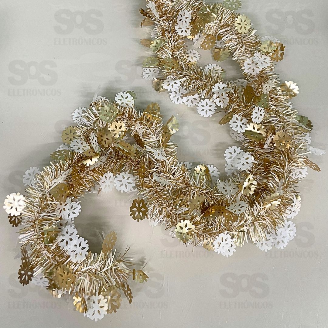 Festo De Natal Metalizado 2 Metros Flocos de Neve FST144