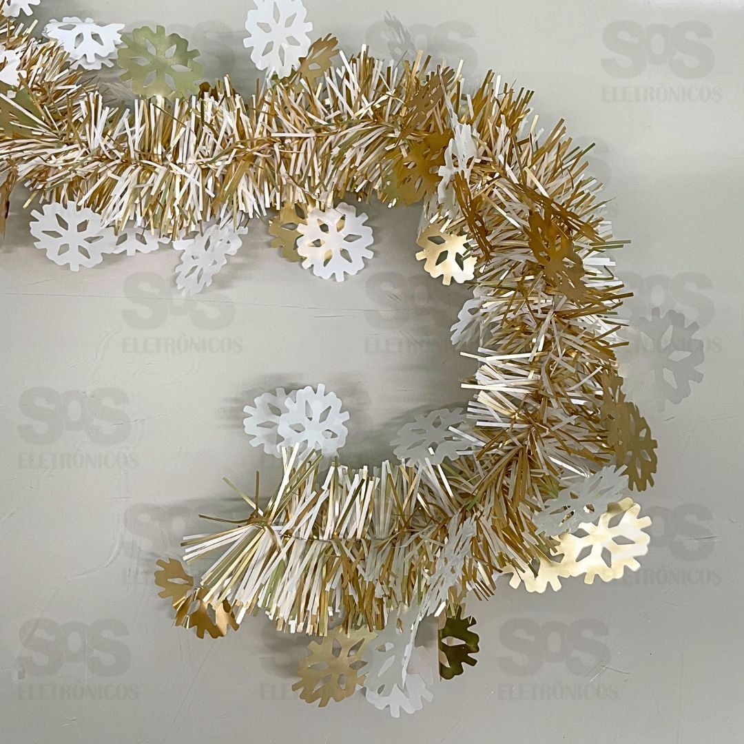 Festão De Natal Metalizado 2 Metros Flocos de Neve FST144