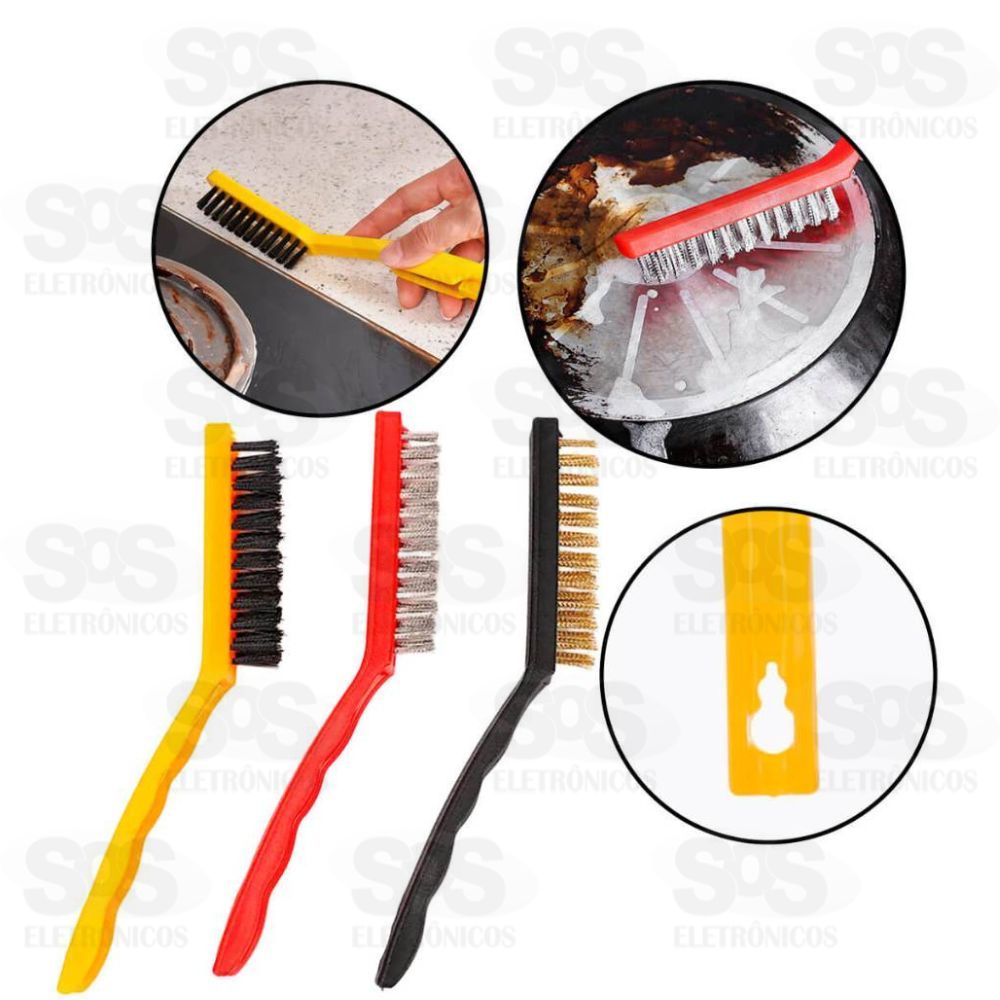 Kit 3 Escovas De Limpeza Ao/Nylon/Lato 20CM FBG-4160