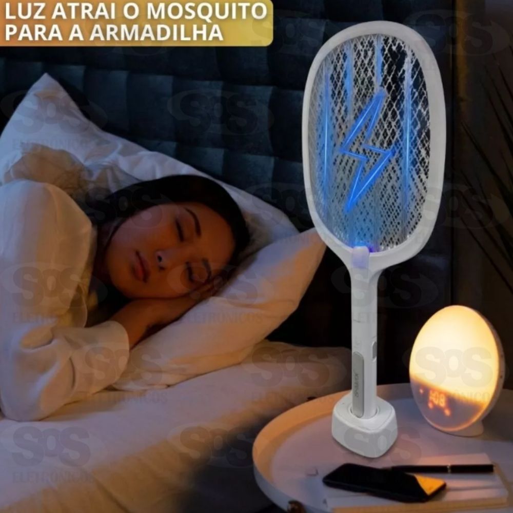 Raquete Elétrica Mata Inseto Com Base Luatek LK-DWR02