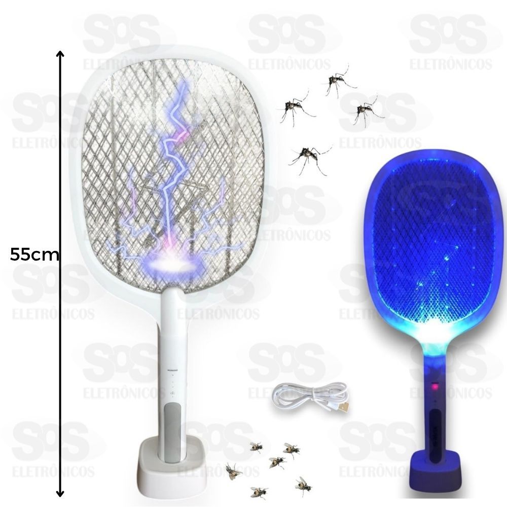 Raquete Elétrica Mata Inseto Com Base Luatek LK-DWR02