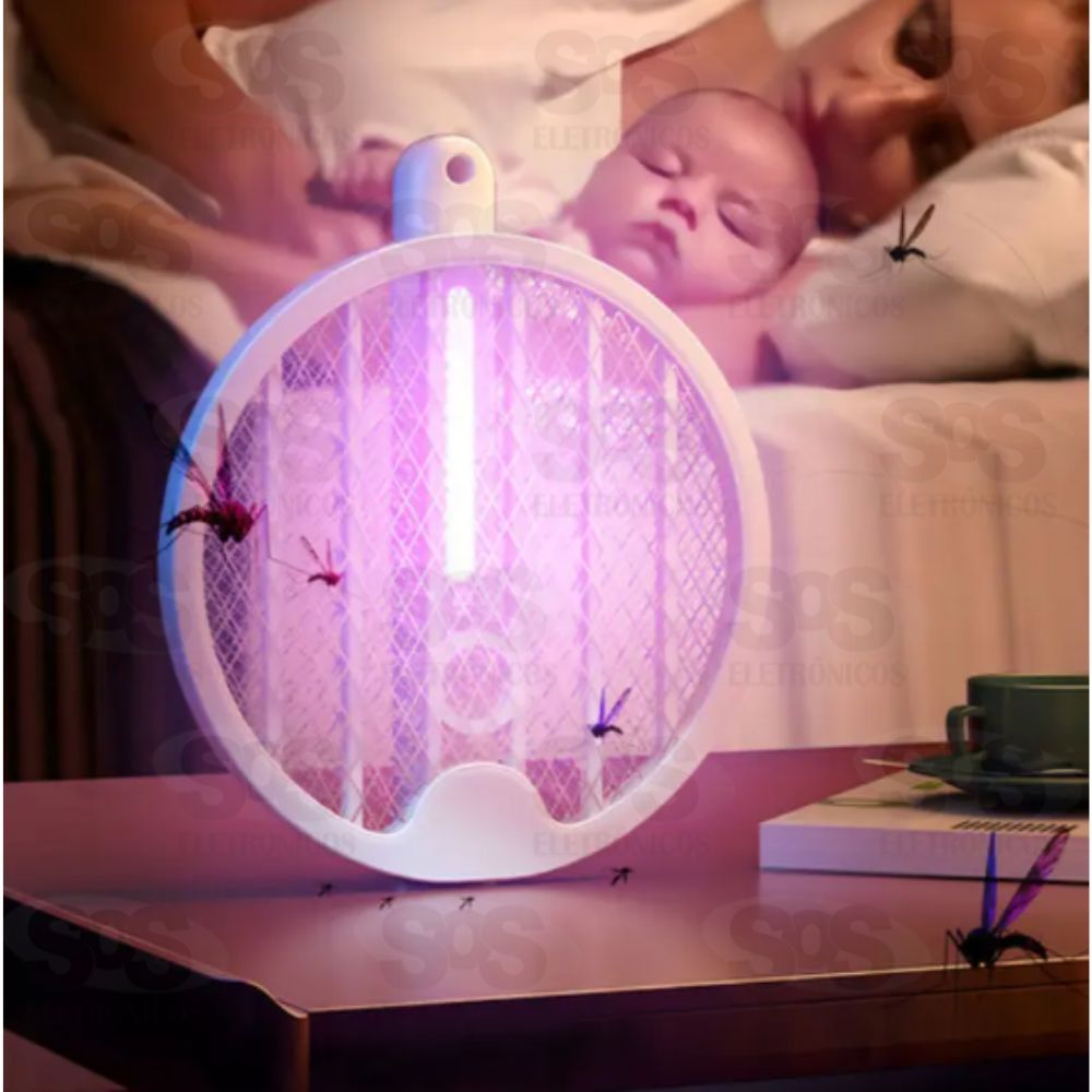 Raquete Elétrica Dobrável LED Mata Insetos Recarregável Luatek LK-DWP03