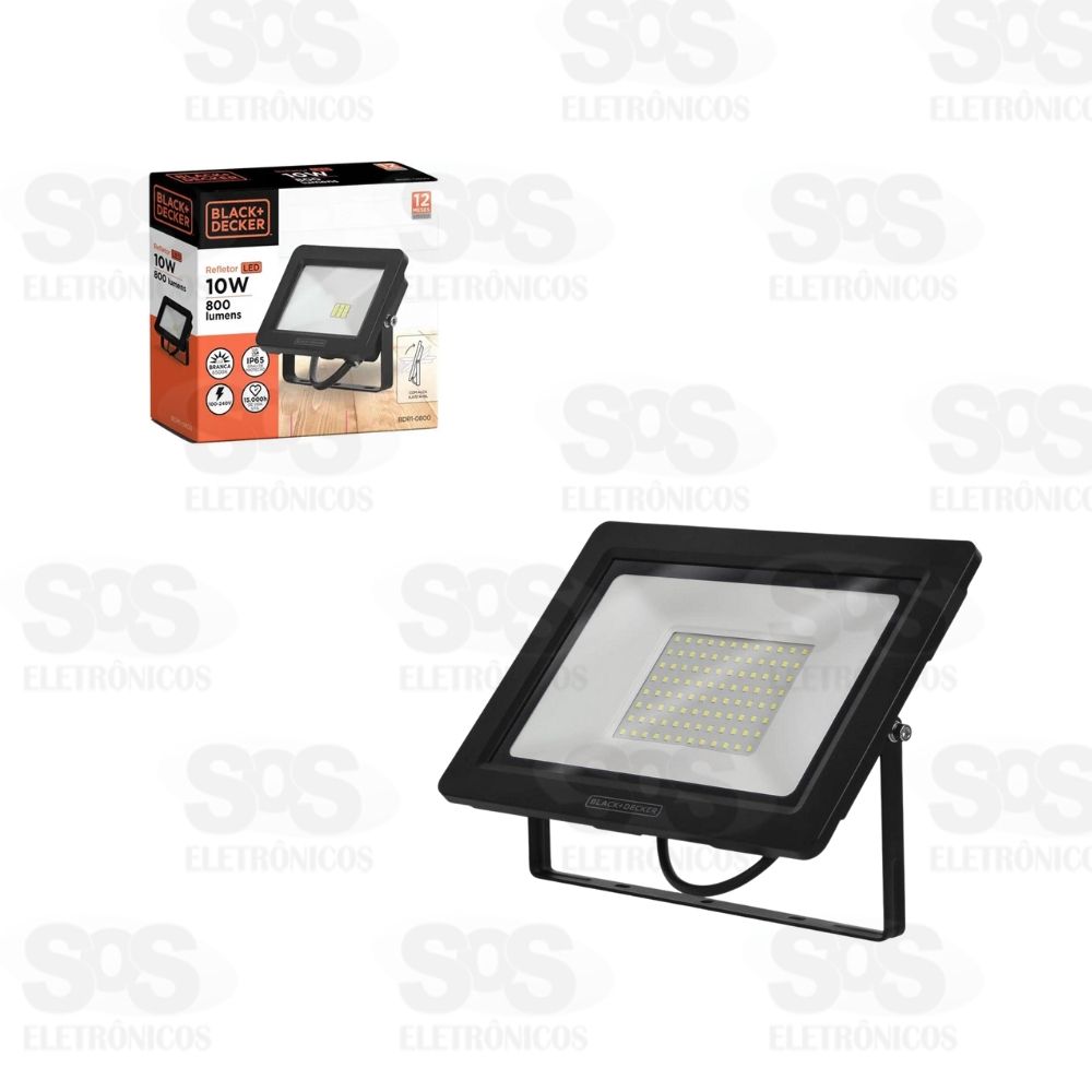 Refletor Eco Quadrado LED Branco 10W Black+Decker BDR1-10800