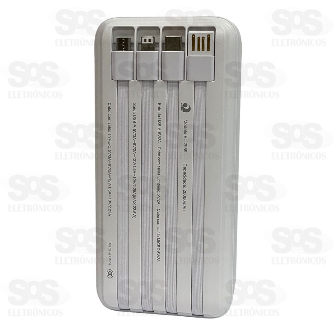 Carga Extra 20.000mAh 4 Interfaces Eletromex EL-2959